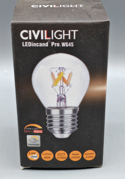 CIVILIGHT LED E27 WG45 4,5W 400lm 2700K Dim to Warm Dimmbar Filament HA35