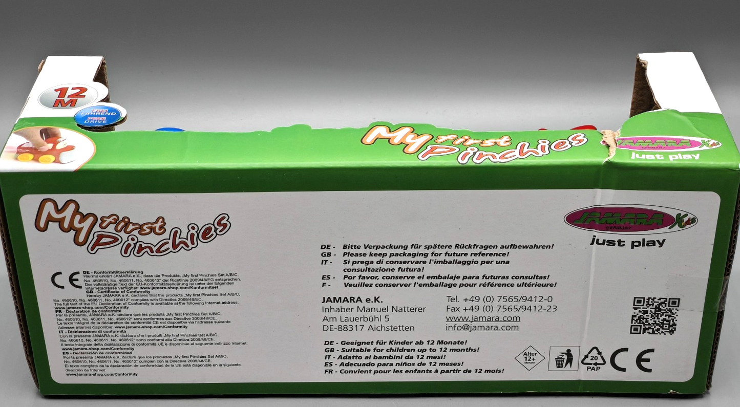 JAMARA My First Pinchies Set A 3 Fahrzeuge Baby Motorikspielzeug ab 12 Monate D4