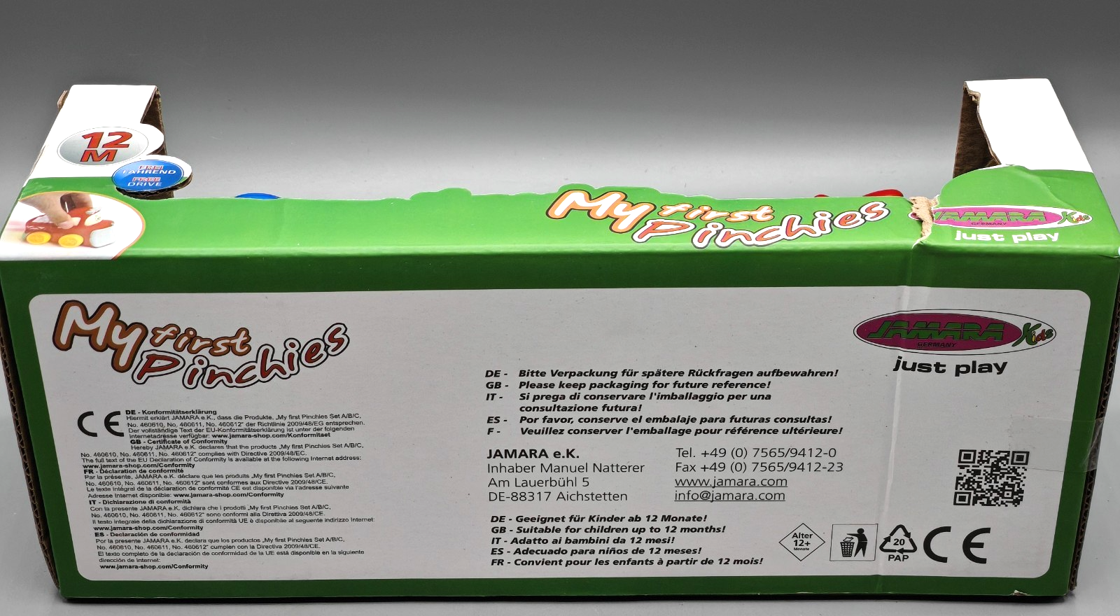 JAMARA My First Pinchies Set A 3 Fahrzeuge Baby Motorikspielzeug ab 12 Monate D4