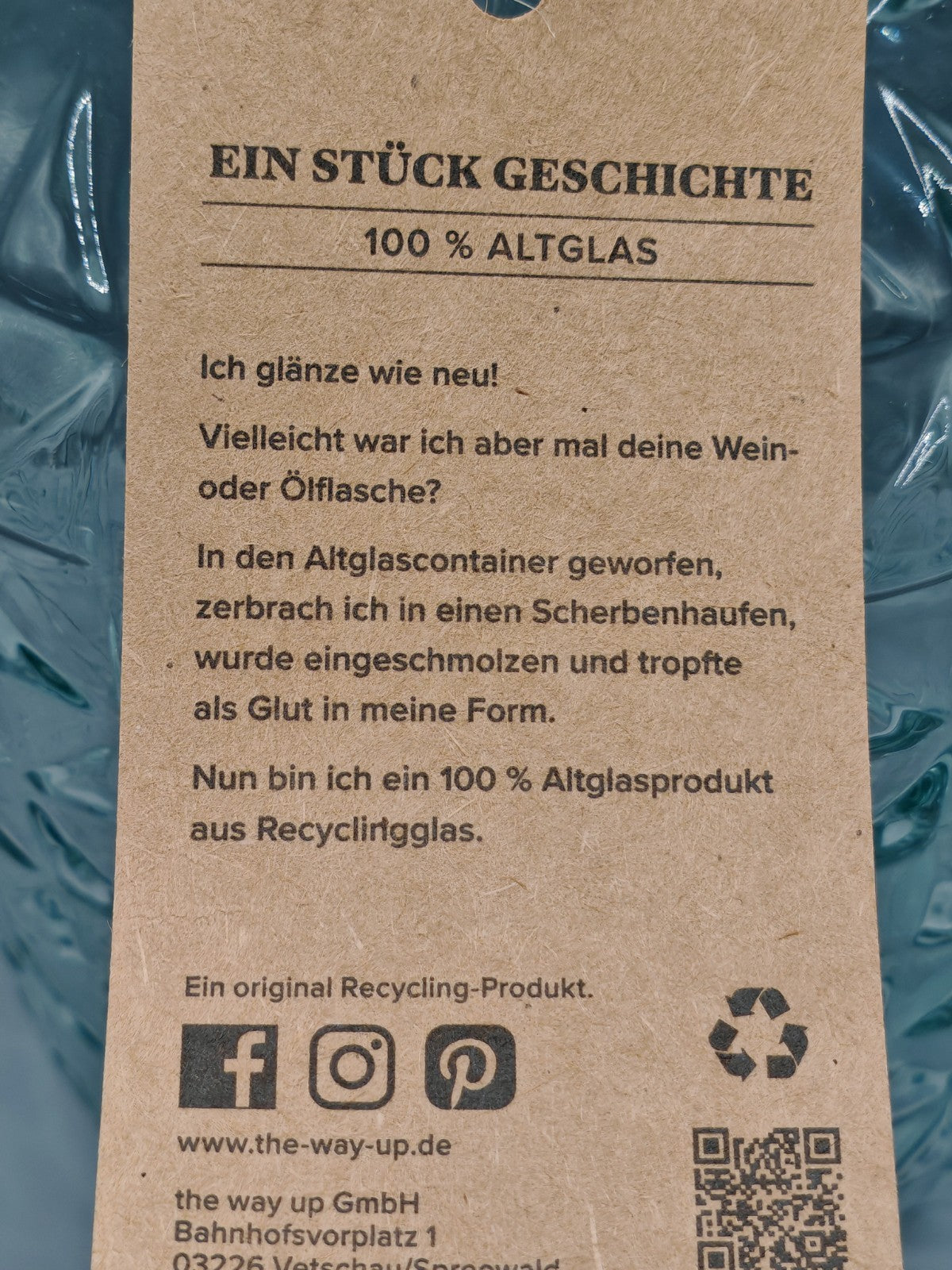 the way up Recyclingglas-Vase Valentina , 30cm hoch Clear Glas Deko