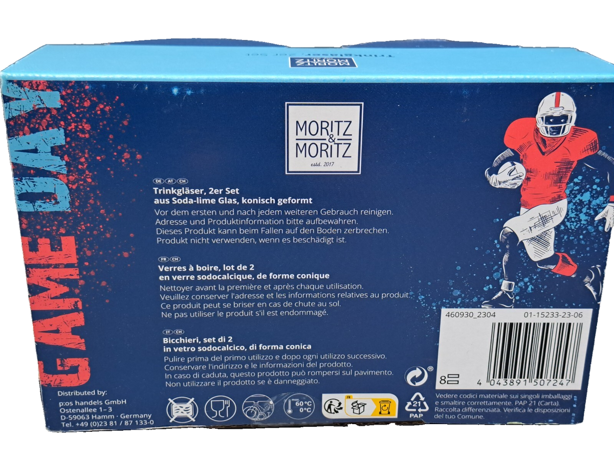Moritz & Moritz Trinkgläser 2er Set 300ml American Football Game Day Gläser B6