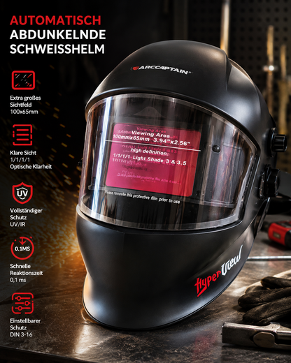 ARCCAPTAIN Sun20B Hyper View Schweißhelm Automatik Real Color DIN 4-13 B-02