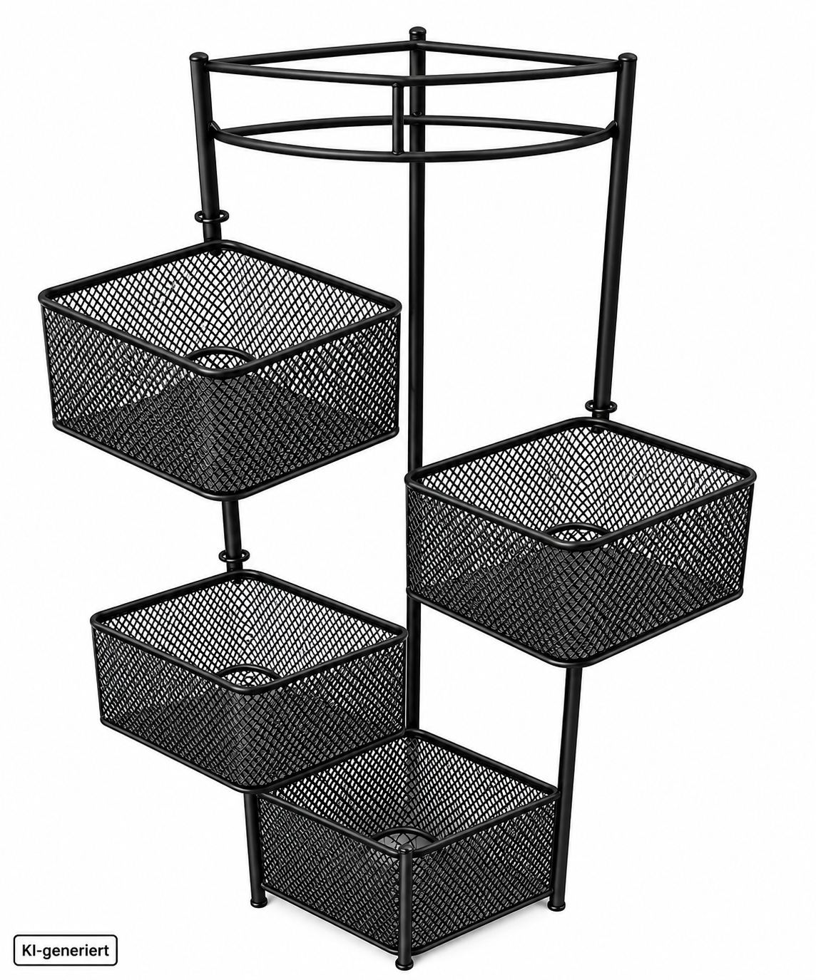 BELLE VOUS Drehregal 360° 4 Körbe Turmregal Metall Schwarz BVOUS-BRSR4 HA13