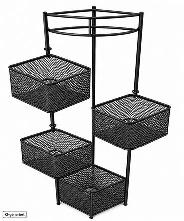 BELLE VOUS Drehregal 360° 4 Körbe Turmregal Metall Schwarz BVOUS-BRSR4 HA13
