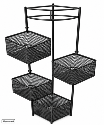 BELLE VOUS Drehregal 360° 4 Körbe Turmregal Metall Schwarz BVOUS-BRSR4 HA13