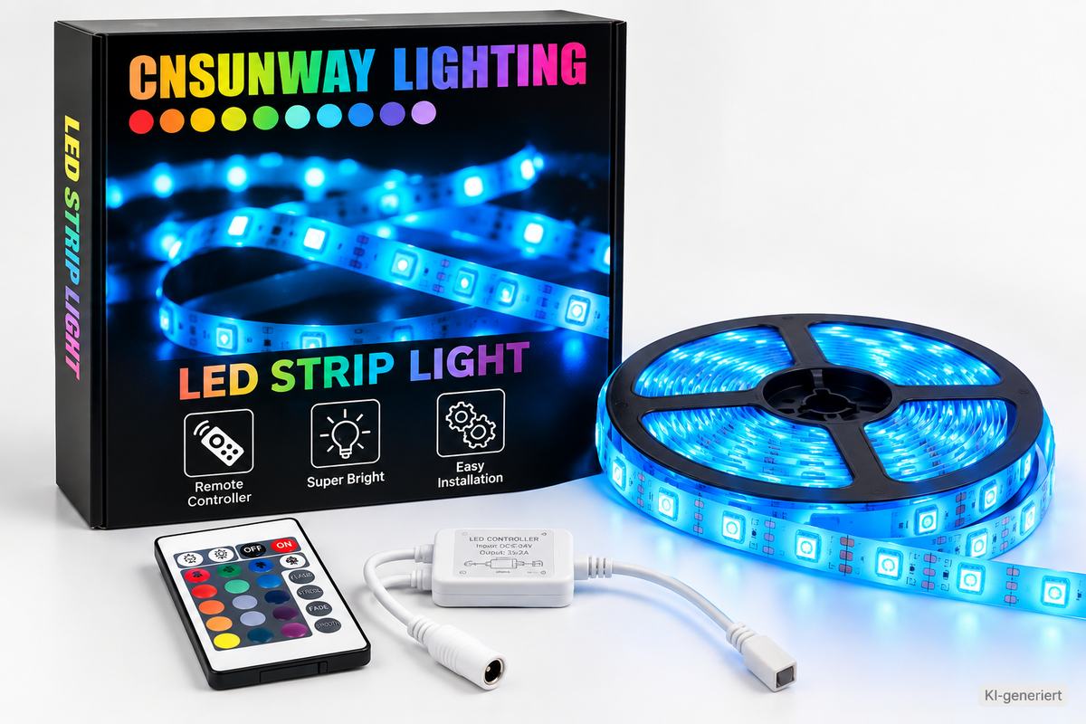 CNSUNWAY RGB LED Strip 5050 24V Lichtband Farbwechsel mit Fernbedienung HA35