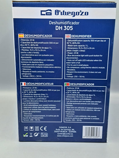 Orbegozo DH 305 Luftentfeuchter, kompakte Größe, leise, dekoratives Licht