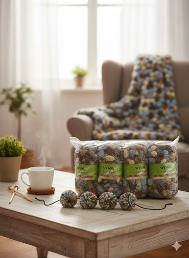 Viva Fashion Pon-Pon Wolle 8x50g, 25m, 100% Polyester, Mix Set