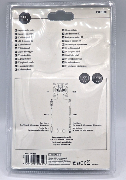 Schwaiger KVKF100 IEC Anschlusskabel 90dB Antennenkabel TV Kabel