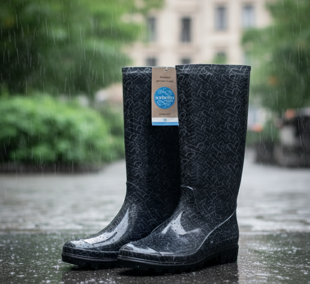 Sorbetto Accessori Stivale Joy Gummistiefel Herzen Schwarz Gr. 38 Damen