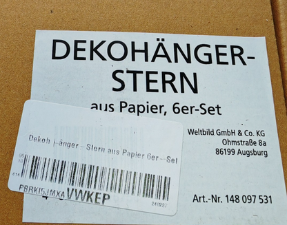 Dekohänger Stern Papier 6er Set Weihnachtsdeko Fenster Deko Basteln ✅