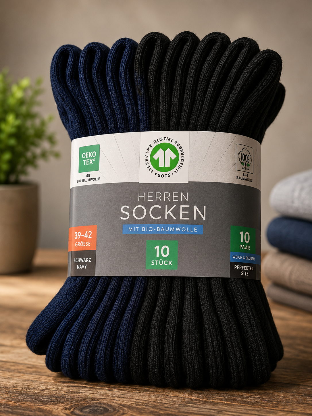 Spirit of Colours Herren Socken 10 Paar Schwarz Navy Gr.39-42 Baumwolle