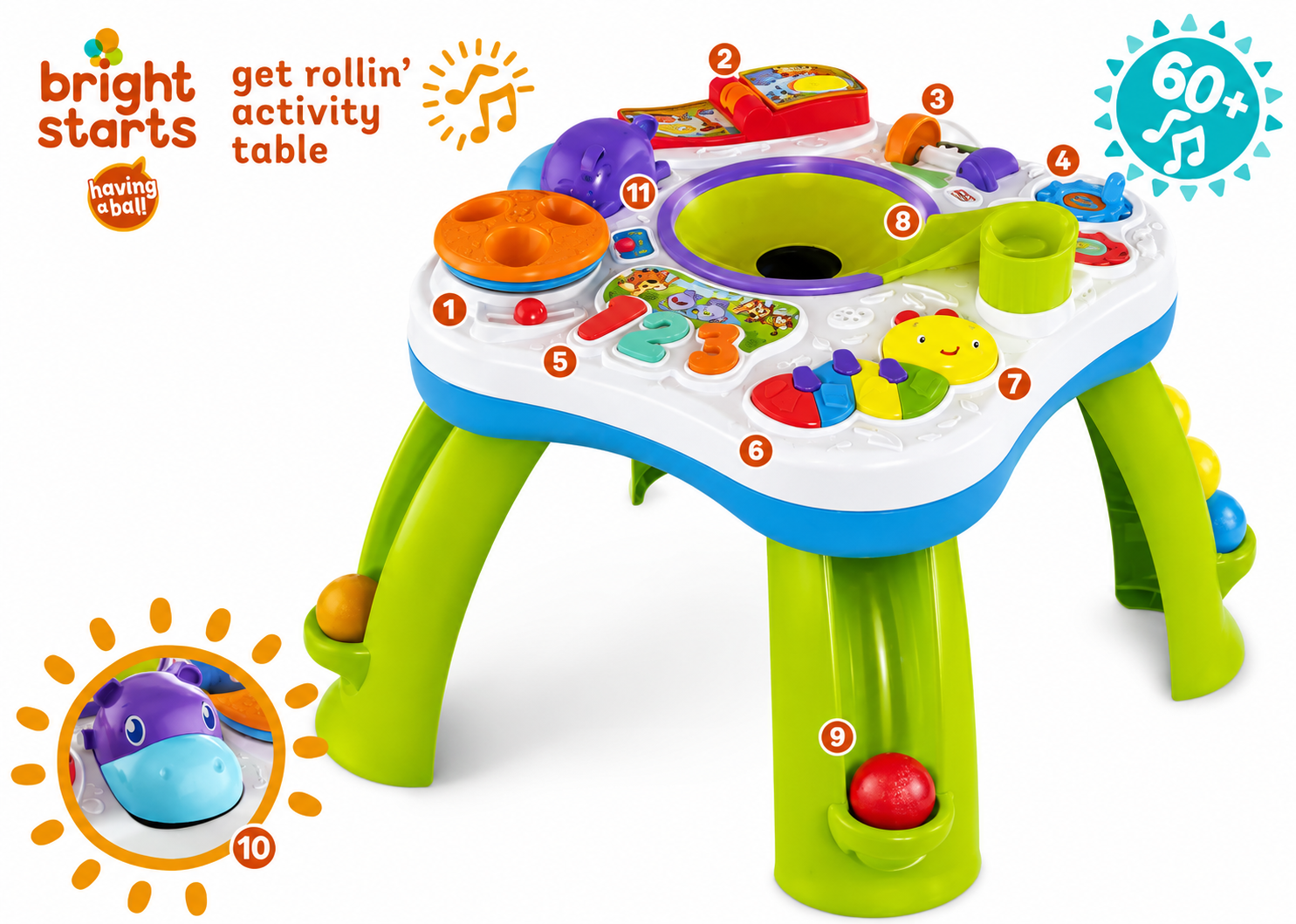 Bright Starts Get Rollin Spieletisch Baby Spielcenter Musik Licht Lernspiel D4