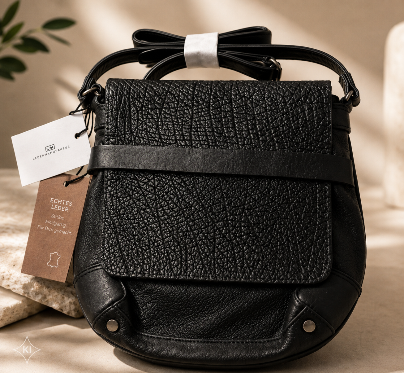 Desiderius Basic Cypress Handtasche Schwarz Echtleder Leder Tasche Unisex H2