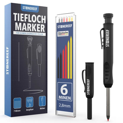 STONEREEF Tieflochmarker SR-1061 2,8mm 6 Ersatzminen Anspitzer Bohrlöcher