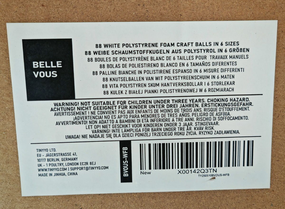 Belle Vous Styroporkugeln 88er Set 6 Größen Bastelkugeln Deko Weihnachten F5