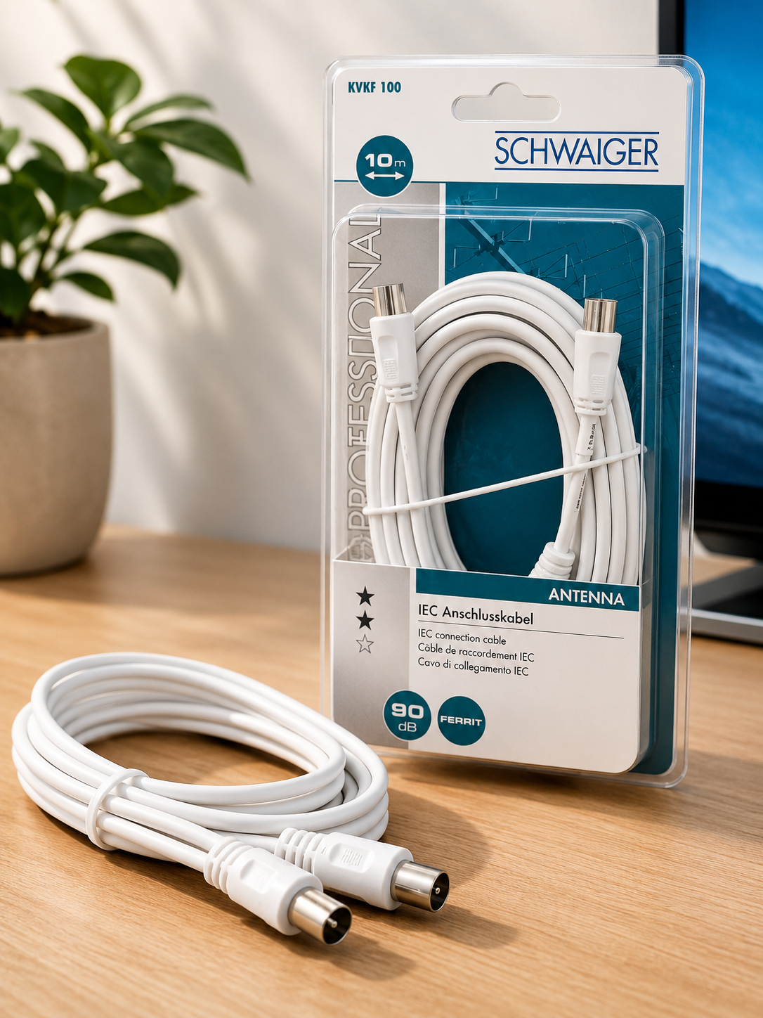 Schwaiger KVKF100 IEC Anschlusskabel 90dB Antennenkabel TV Kabel