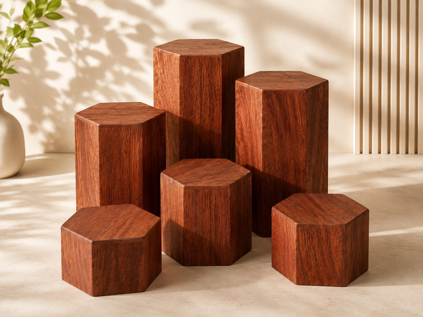 BELLE VOUS Holz Podest Set 6tlg Dekosäulen Schmuckständer Display Ständer E6