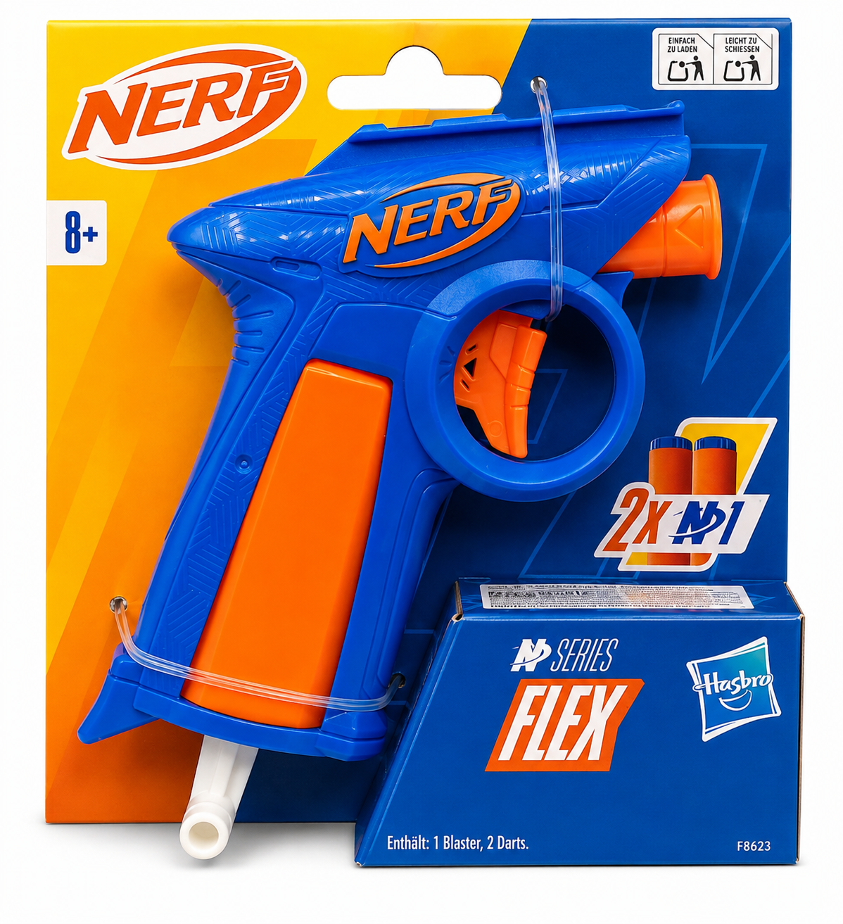 NERF N Series Flex F8623EU4 Blaster Einzelschuss + 2 N1 Darts Spielzeug ab 8  D7