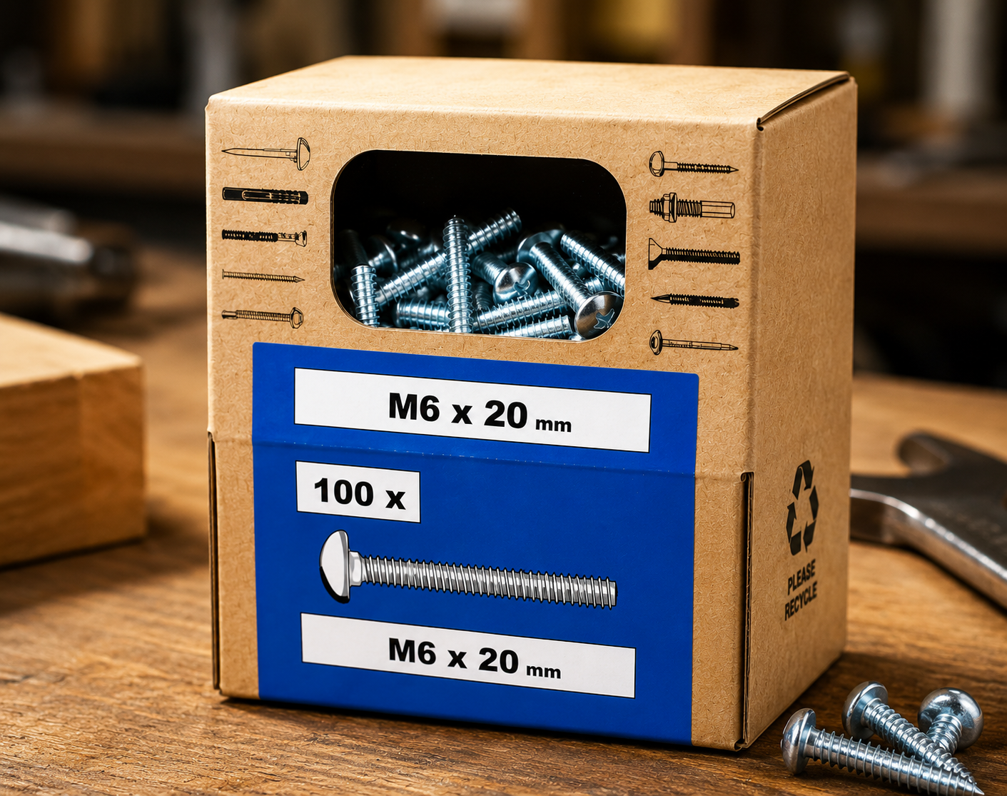 Lux Schlossschrauben verzinkt M6x20mm 100 Stück Rundkopf metrisches Gewinde