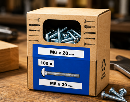 Lux Schlossschrauben verzinkt M6x20mm 100 Stück Rundkopf metrisches Gewinde
