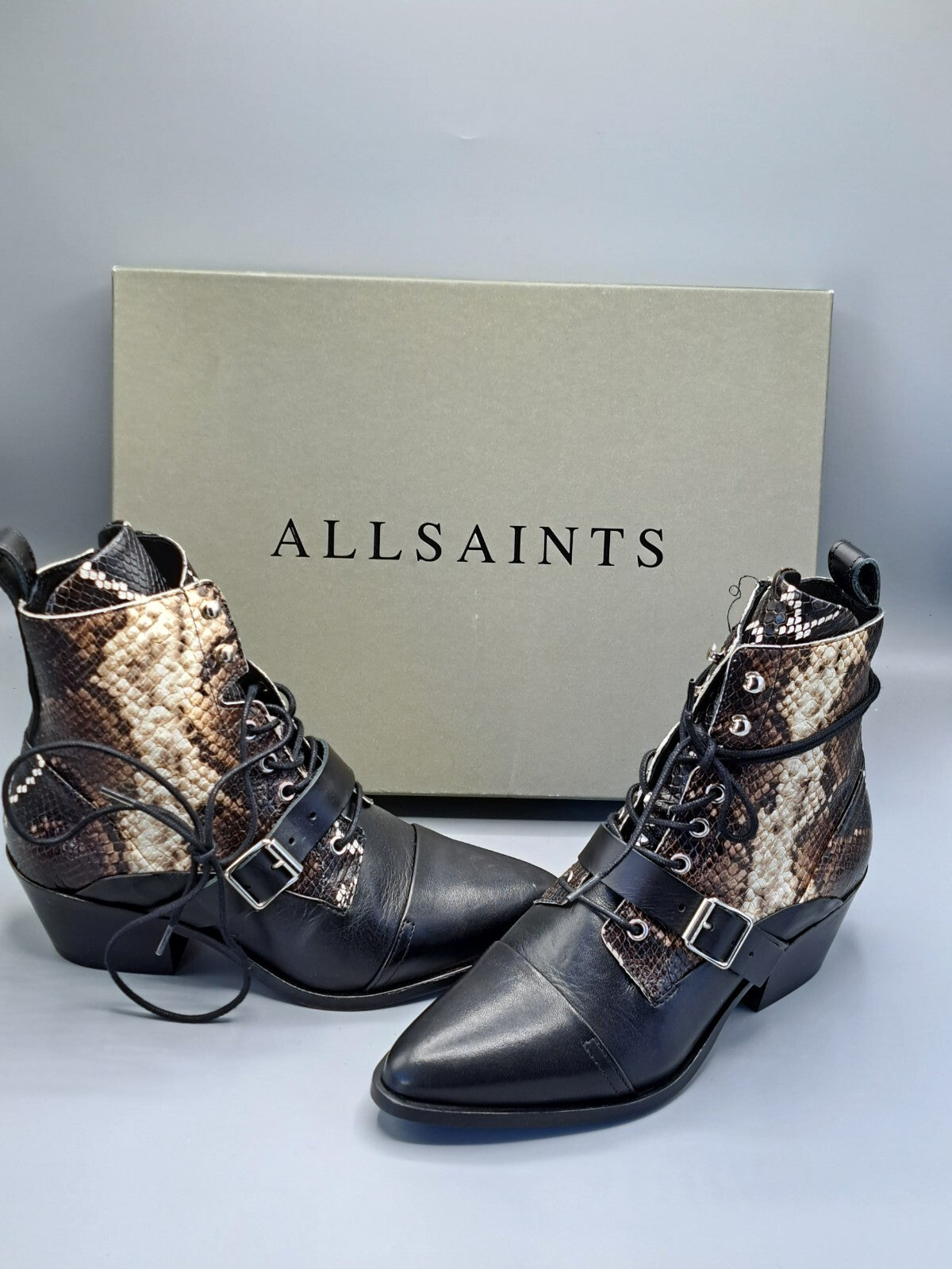 AllSaints Katy Lace Up Boots Damen Leder Gr. 38 Stiefeletten