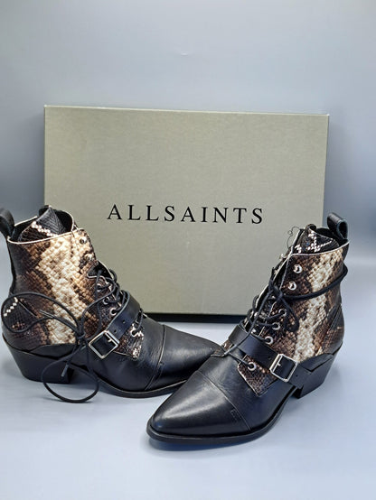 AllSaints Katy Lace Up Boots Damen Leder Gr. 38 Stiefeletten
