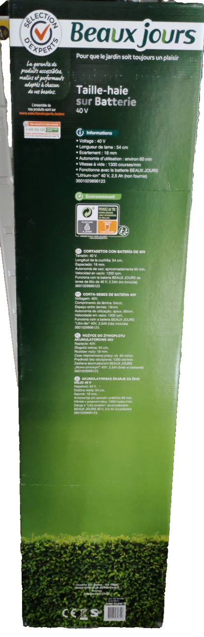 Beaux Jours Akku Heckenschere 40V 54cm 18mm ELR01-R3-540-18 ohne Akku B2