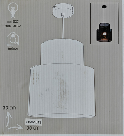 Lux Pendelleuchte Schwarz Ø 30 cm Hängelampe E27 40W Doppelschirm Metall Modern