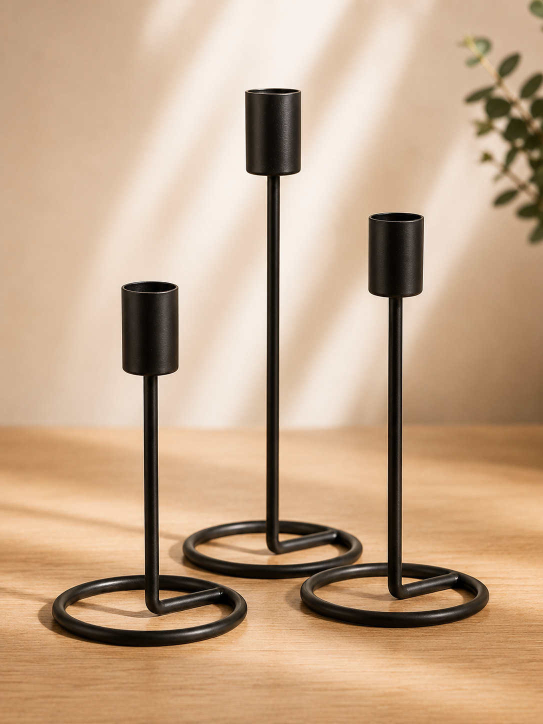 Boltze Home Fio Kerzenhalter 3er Set Schwarz Metall Kerzenständer Deko C05