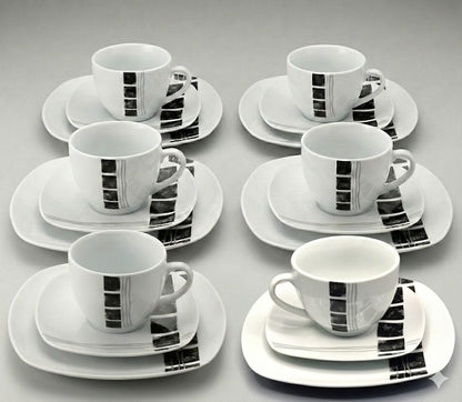 Arte Viva Kaffeeservice 18-teilig abstrakt stylisch Porzellan