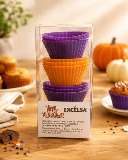Excelsa Happy Halloween 12 Silikon Muffinformen 6,5 cm Backförmchen Muffin B5