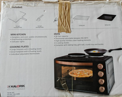 Kalorik TKG MK 1003 2in1 Miniküche Backofen Kochplatten 28L Drehspieß 3100W Pal2