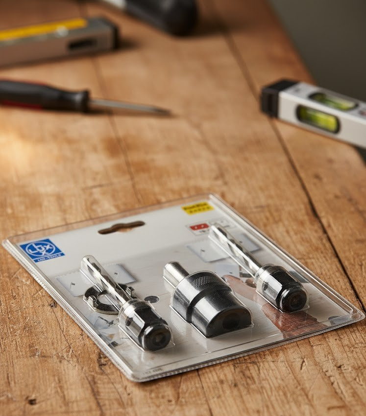 LUX-TOOLS Lochsägen Halter 3er Set Adapter Aufnahme Bohrmaschine Lochsäge Set A2