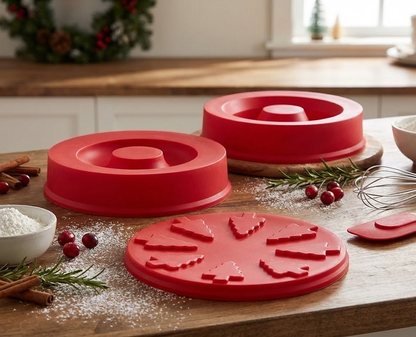 QVC 3D Backform Tannenbaum Silikon Ø25cm 3-teilig Weihnachts Backform HA23
