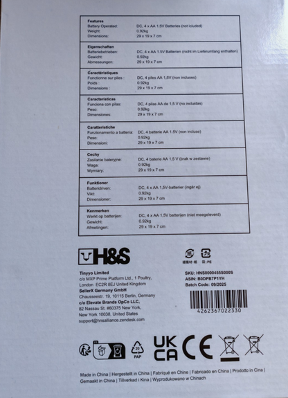 H&S LED Schminkspiegel 3-fach Klappspiegel Beleuchtet Kosmetikspiegel Schwarz C1