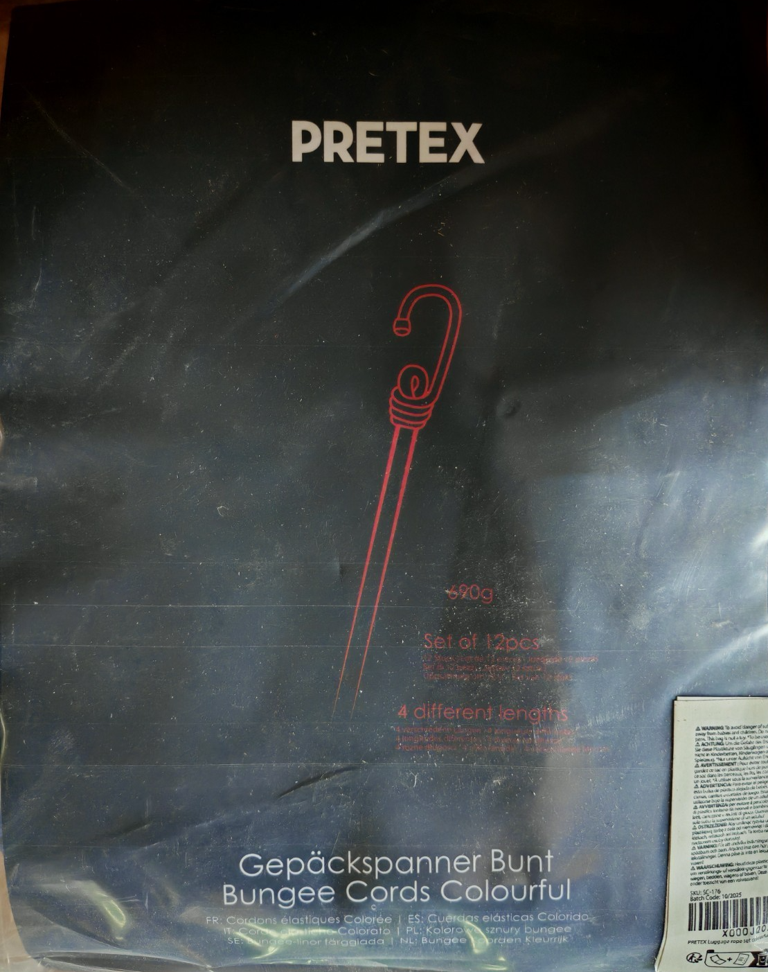 PRETEX Spanngurte 12er Set mit Haken Expander Gepäckspanner 4 Längen Bungee B1