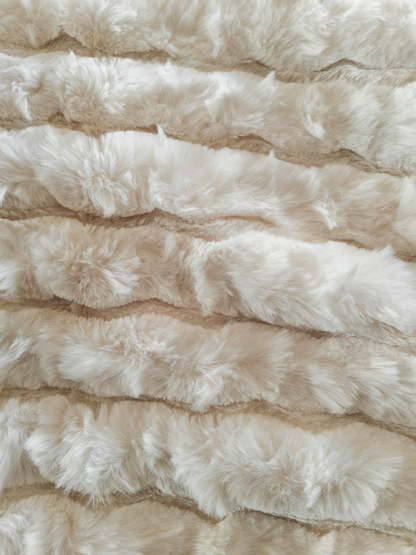 MONT CHALET Fell-Wendebettwäsche Jacquard Streifen Chinchilla 6tlg Creme HA16