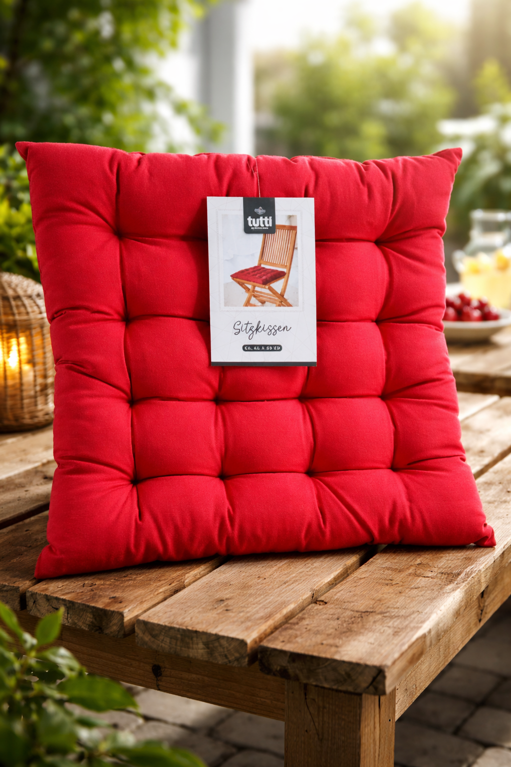 Tutti Sitzkissen 40x40 Rot Baumwolle Stuhlkissen