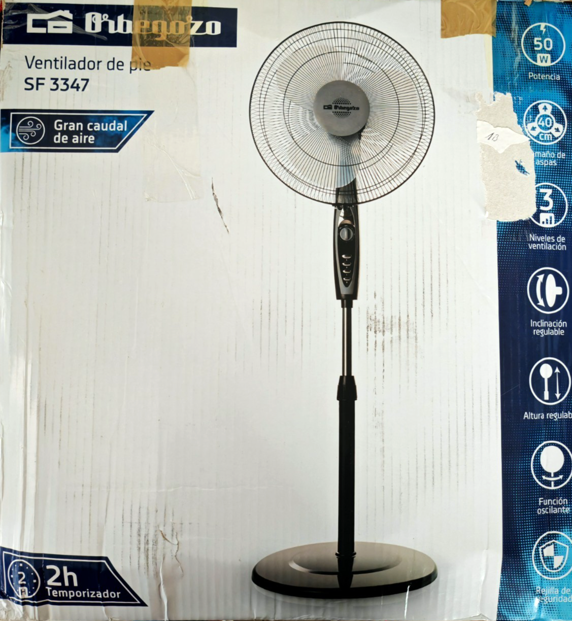 Orbegozo SF3347 Standventilator 50W Timer höhenverstellbar 3 Stufen Schwarz A14