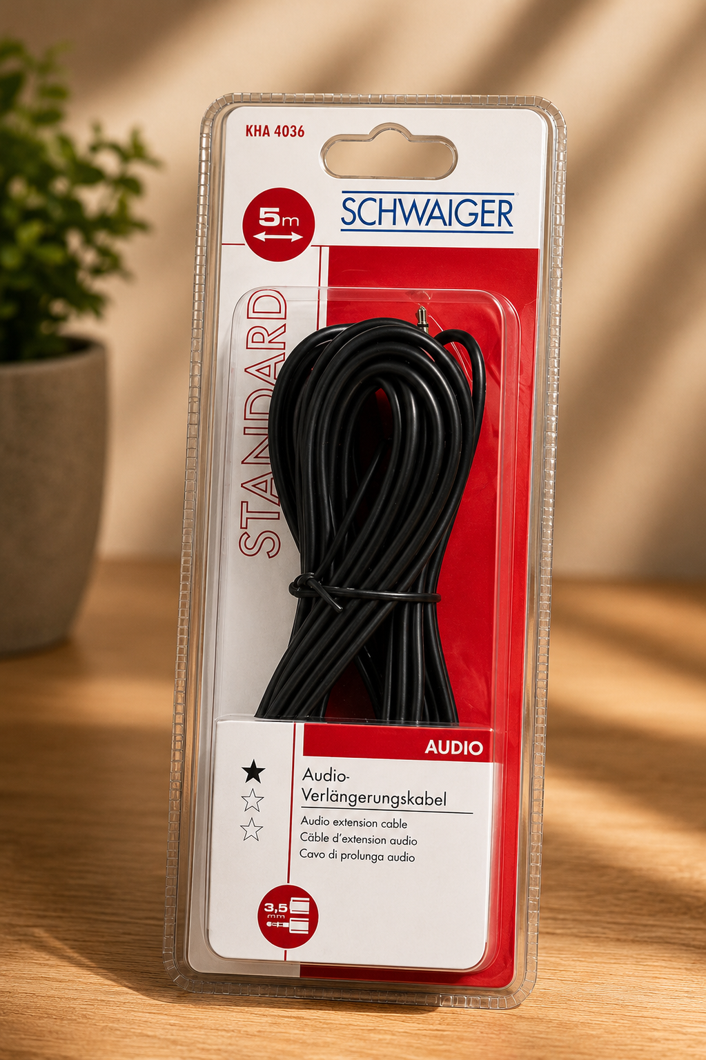 Schwaiger KHA2036 Audio Verlängerungskabel 5m Klinkenkabel Stereo