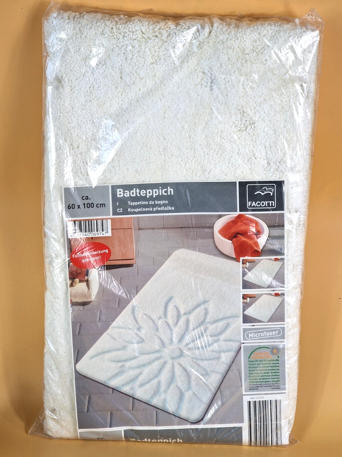 Facotti Badeteppich 60x100cm Weiß Mikrofaser Badematte Badezimmer