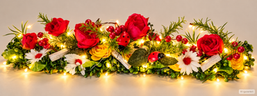 TEWA Tischaufleger Käferparade LED beleuchtet 55 cm Blumengesteck Deko E6