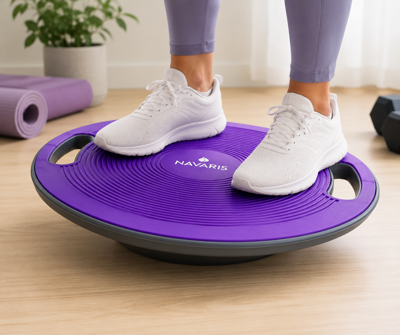 Navaris Balance Board mit Griff  Therapie Kreisel Wackelbrett  Fitness Reha HA11