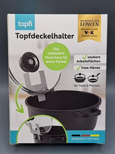 TOPFI-Topfdeckelhalter "Höhle der Löwen" NEU+OVP für Töpfe und Pfannen