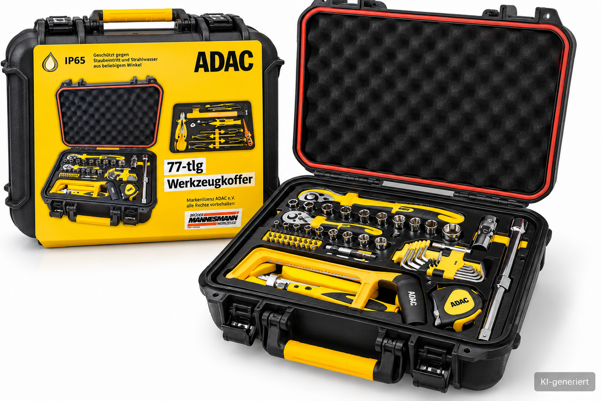 ADAC Brüder Mannesmann Werkzeugkoffer 77 tlg Werkzeugset IP65 29063 B2
