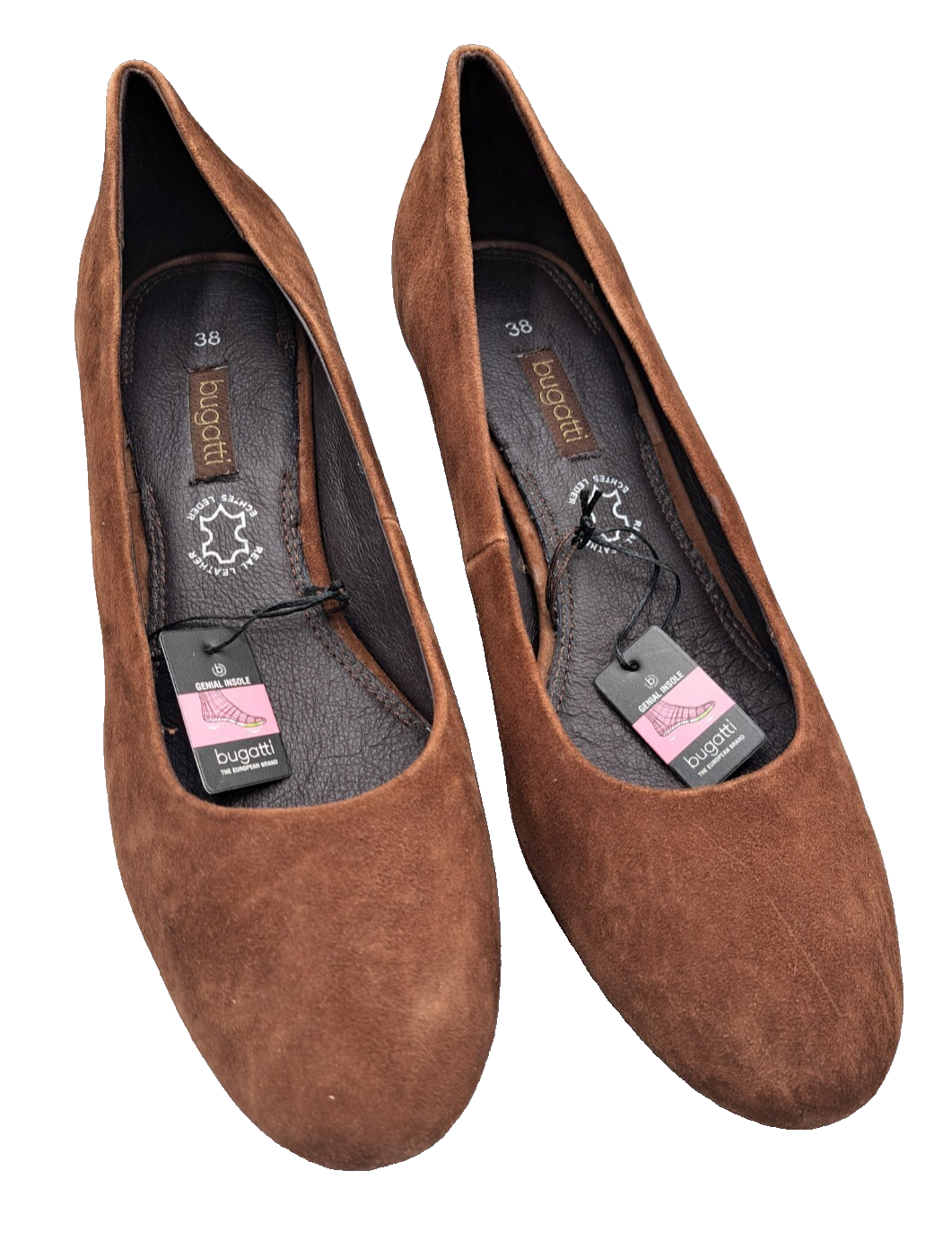 bugatti Damen Pumps Gr. 38 Braun Veloursoptik Blockabsatz Genial Insole  G2
