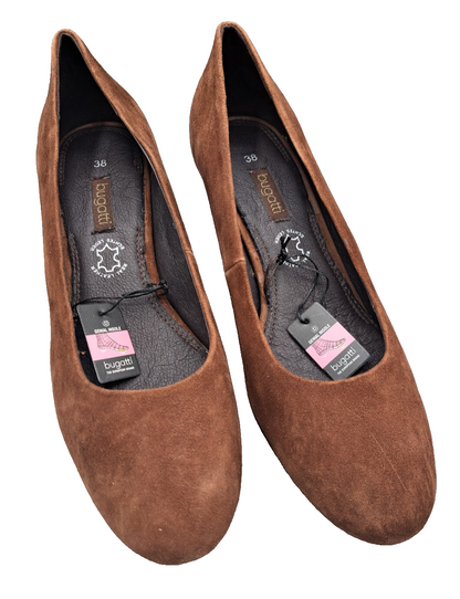 bugatti Damen Pumps Gr. 38 Braun Veloursoptik Blockabsatz Genial Insole  G2