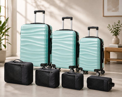 DMS Reisekofferset 7tlg Hartschale Türkis Trolley TSA Schloss Rollkoffer ABS