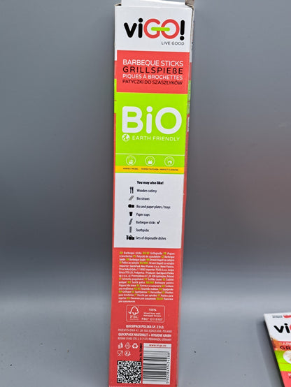 viGO! Bio Spießstangen 25cm, 4x 40 Stück, Grillspieße